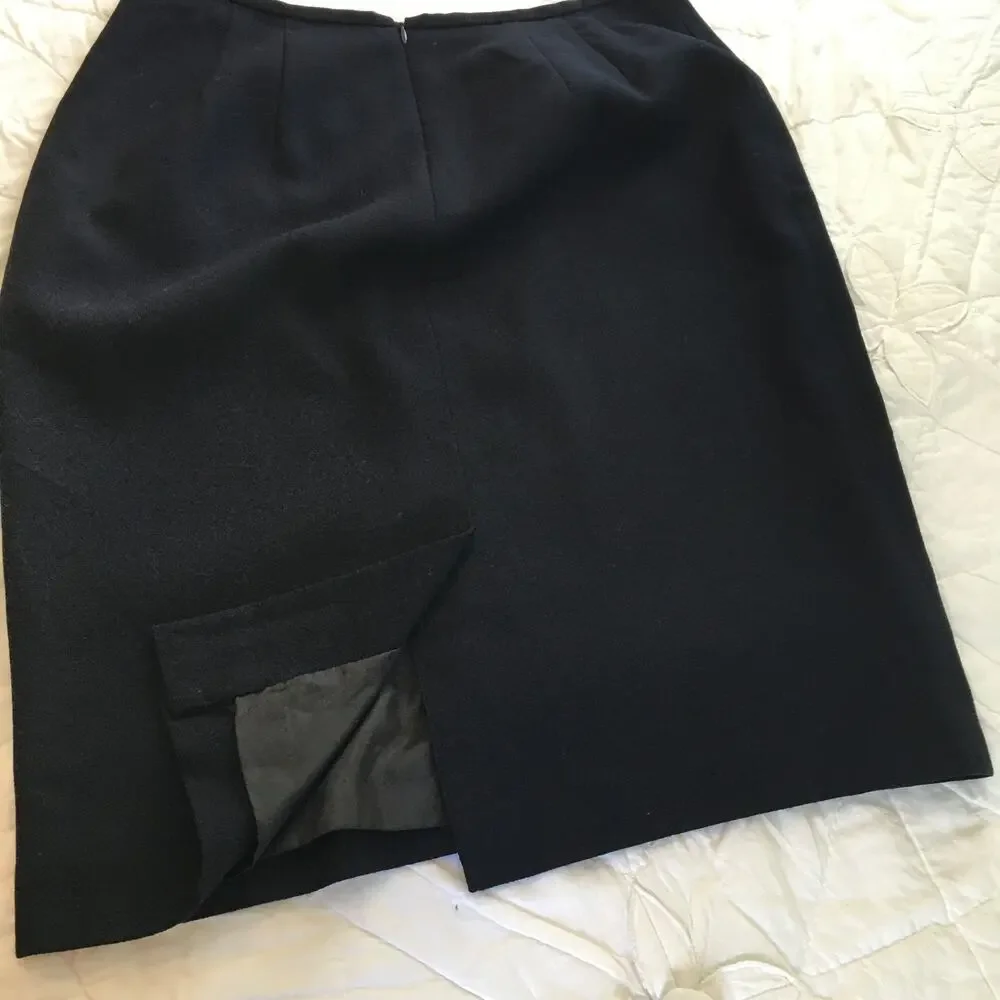 VTG Evan Picone 14 Pencil NAVY Skirt 100% wool Made in the USA Fully Lined